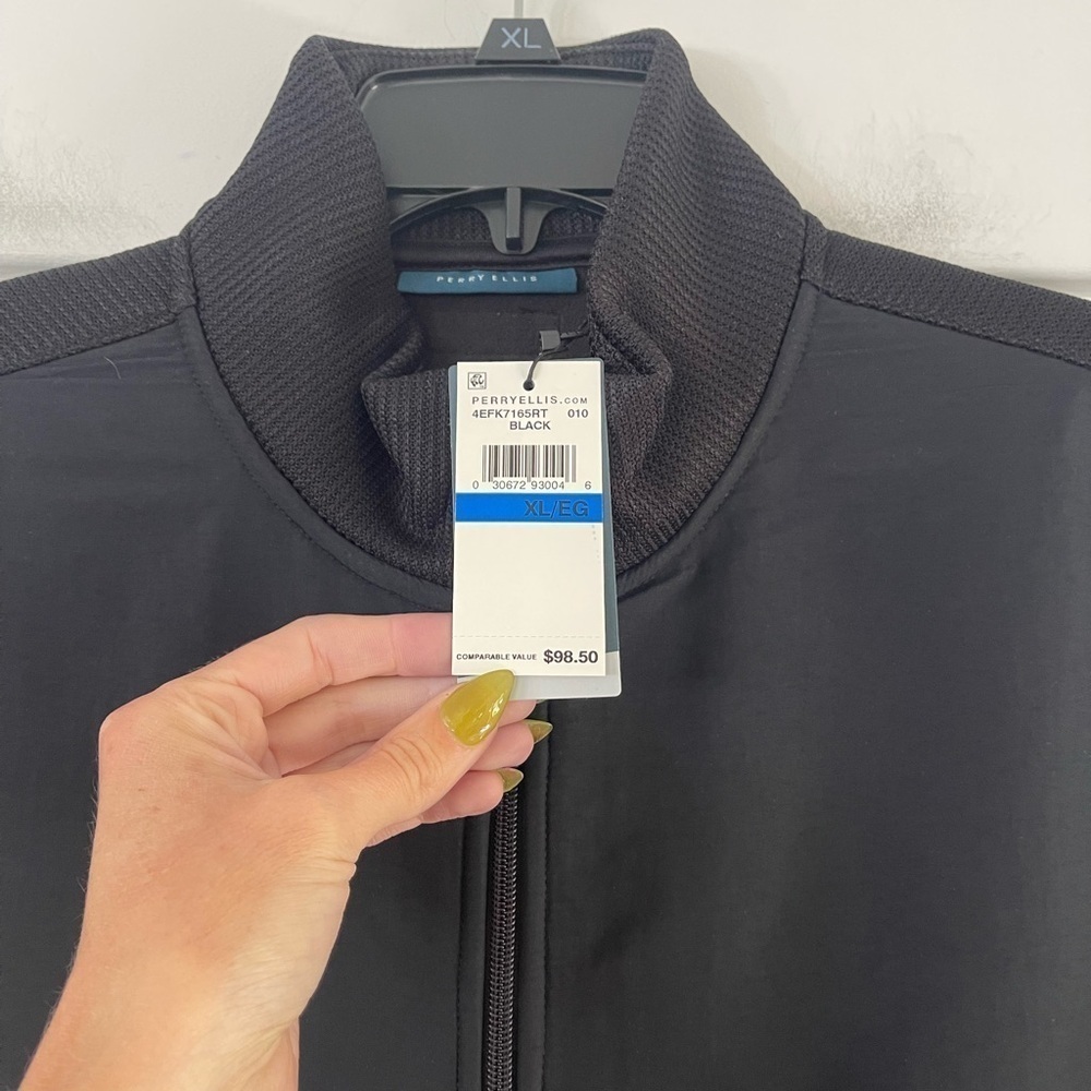 Perry Ellis Stretch Full-Zip Fleece Vest Black - XL - Picture 3 of 5